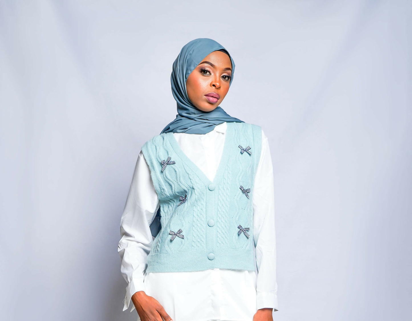 Sweetheart Bow-Tie Sweater Vest and Shirt Duo