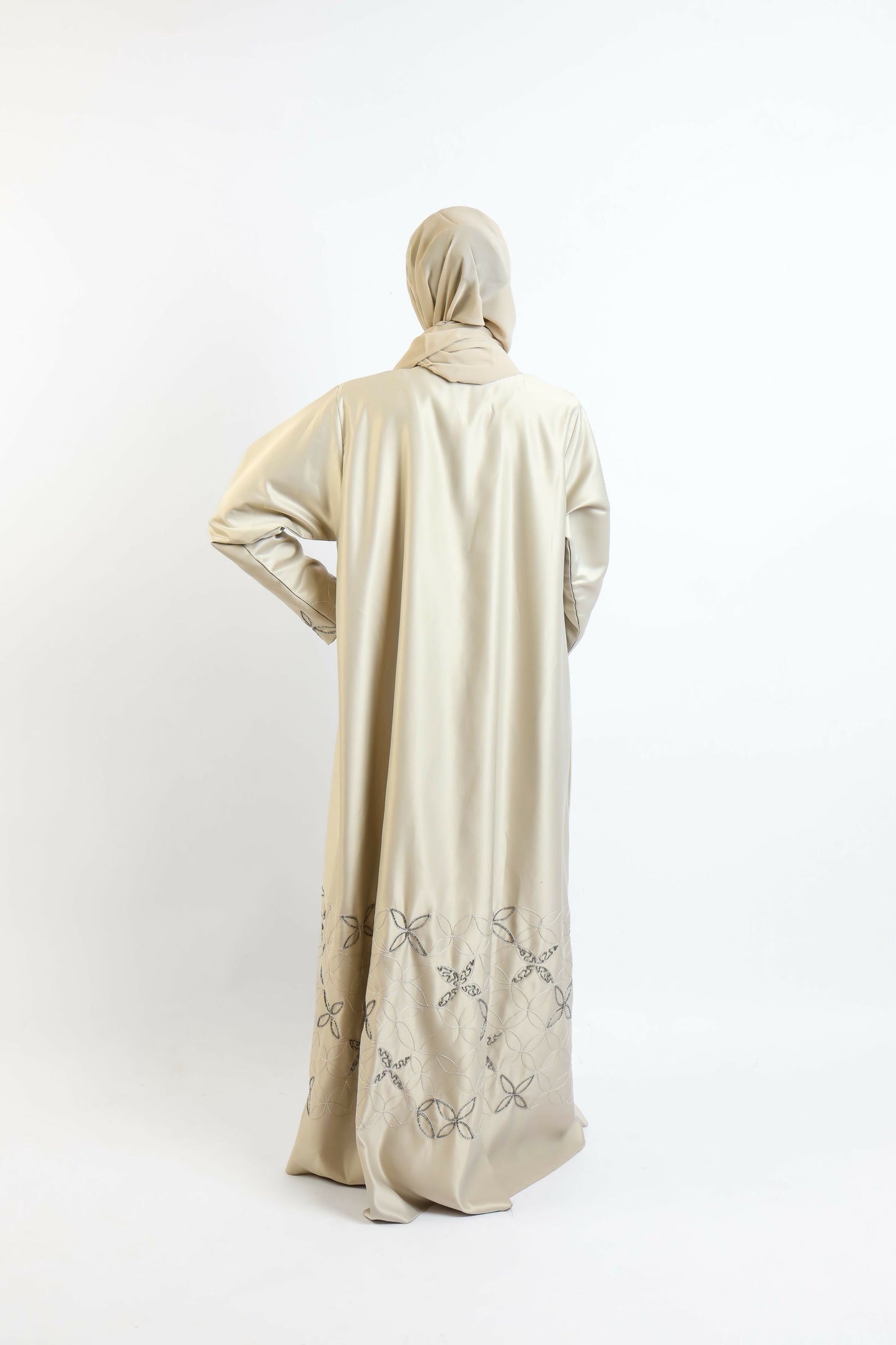 Emerald Majesty Silk-Organza Abaya