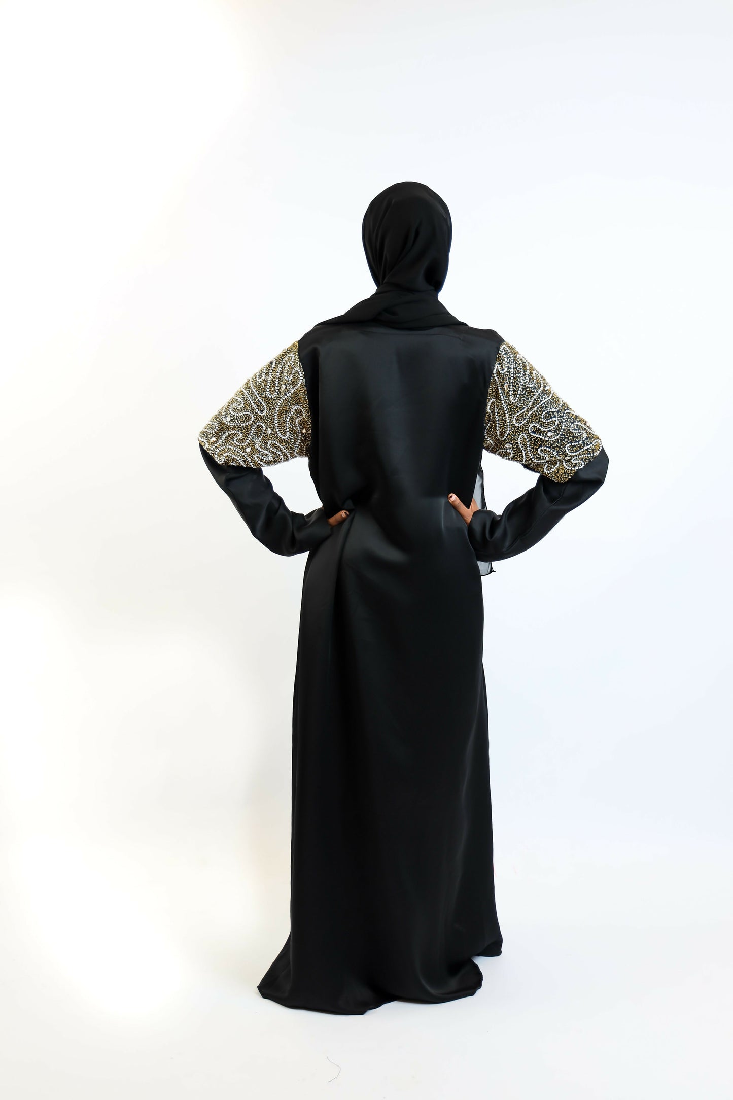Onyx Script Hand-Embroidered Abaya