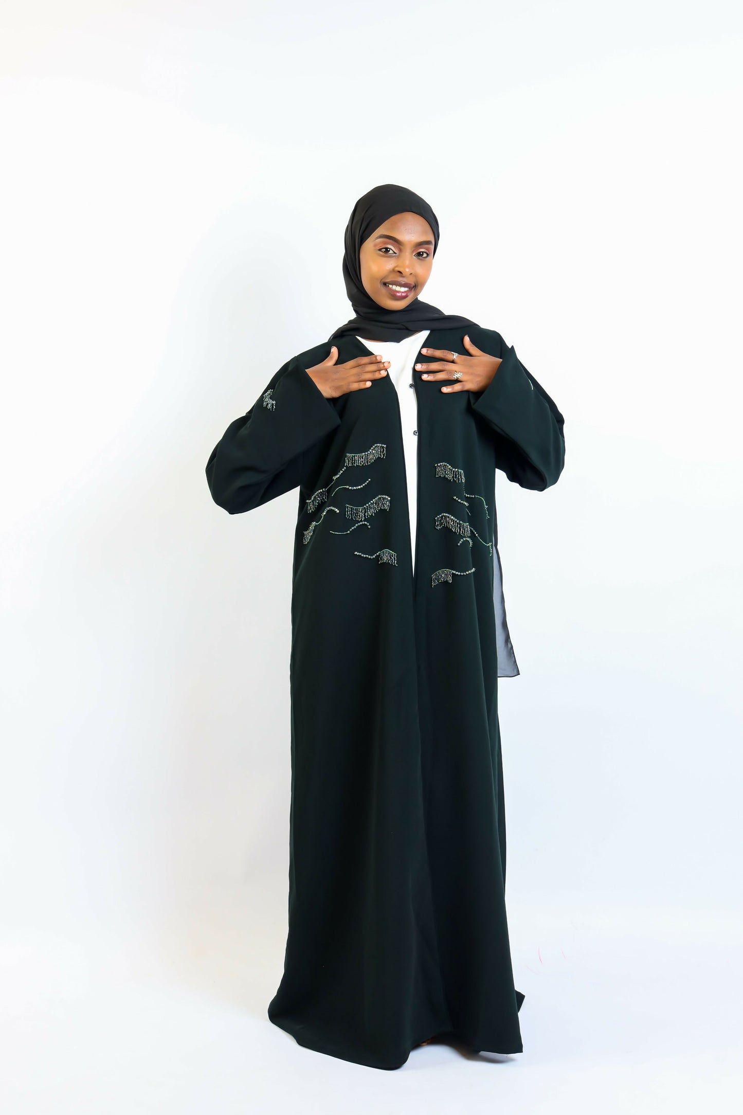 Onyx Bloom Embossed Statement Abaya