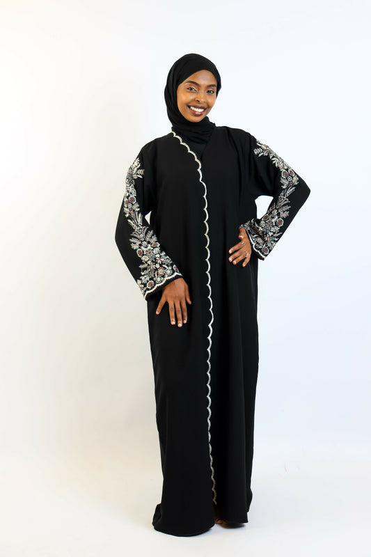 Forest Silk-Organza Bishop Abaya