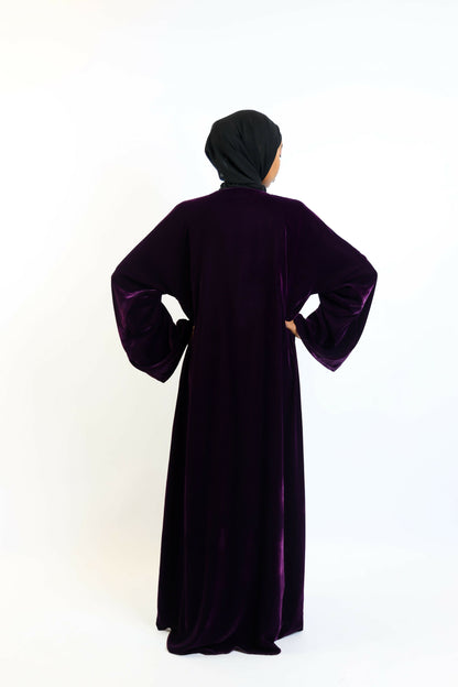 Majestic Purple Plush Velvet Abaya