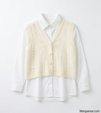 Sweetheart Bow-Tie Sweater Vest and Shirt Duo