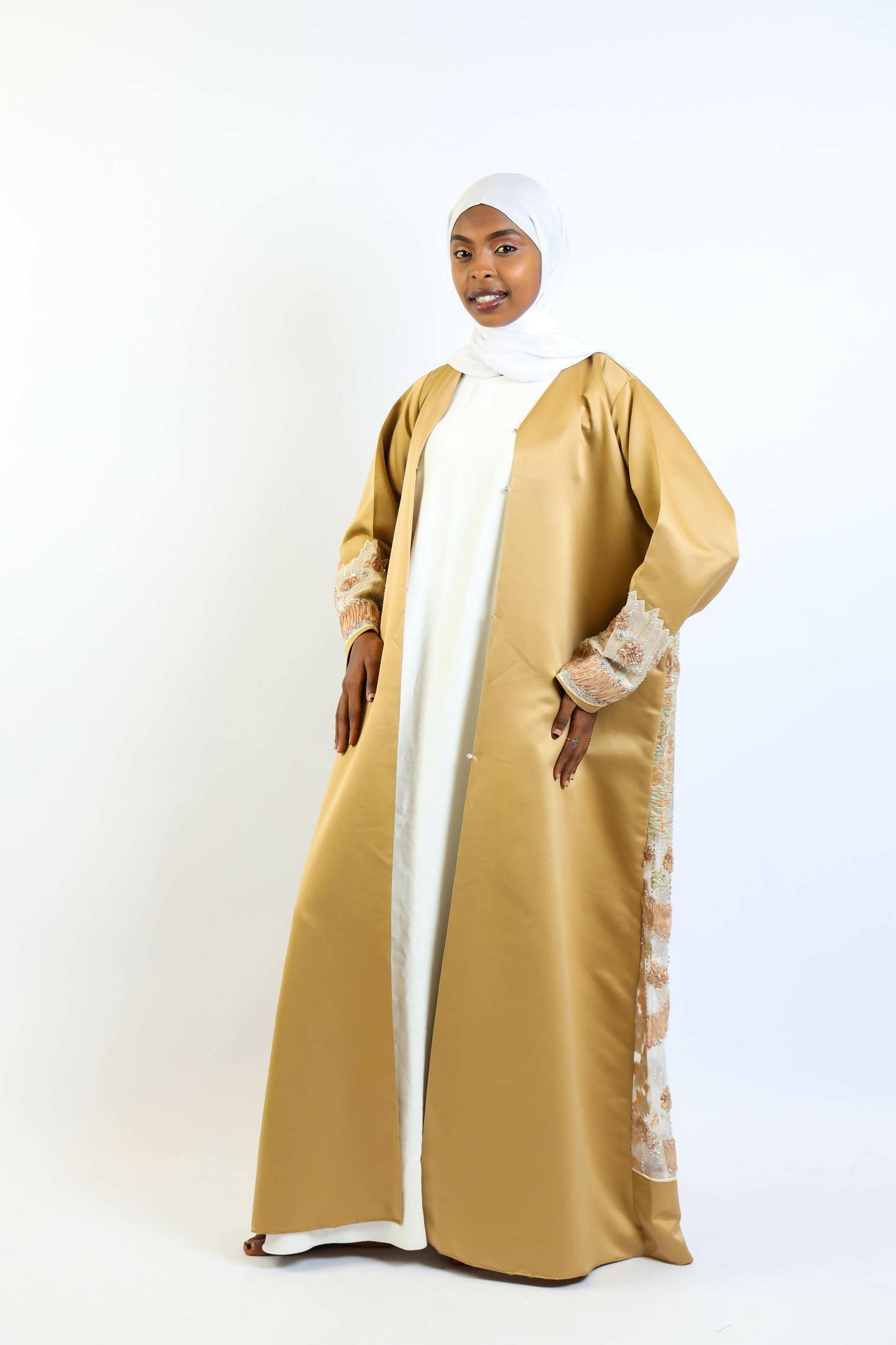 Silver Slate Embroidered Executive Abaya