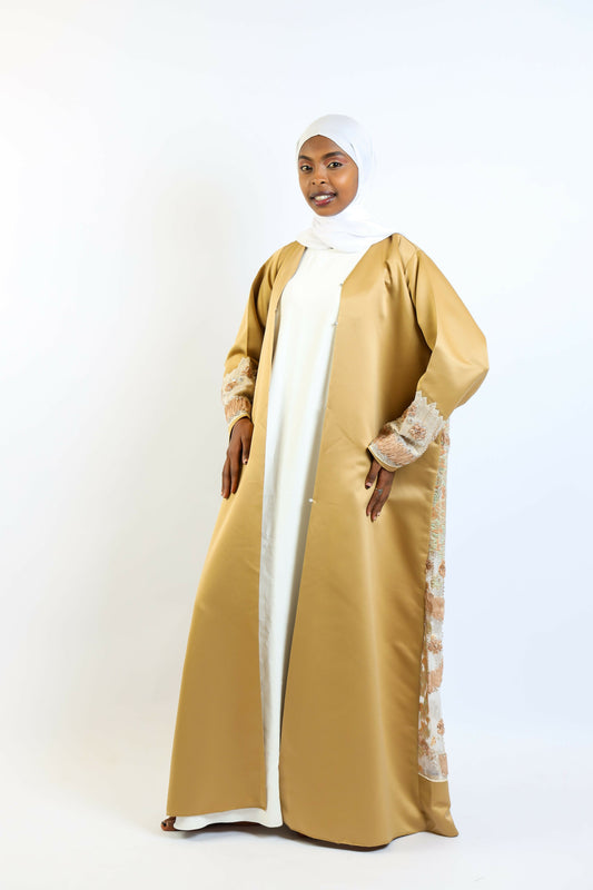 Silver Slate Embroidered Executive Abaya