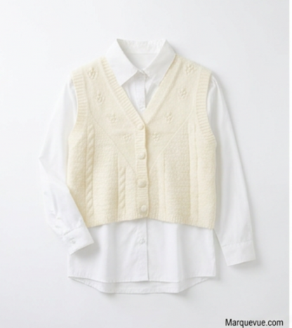 Sweetheart Bow-Tie Sweater Vest and Shirt Duo
