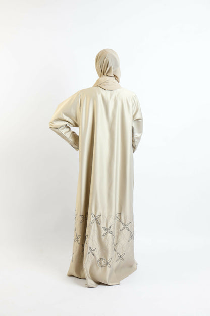 Emerald Majesty Silk-Organza Abaya