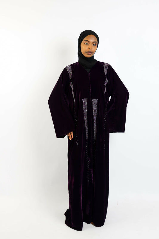 Majestic Purple Plush Velvet Abaya