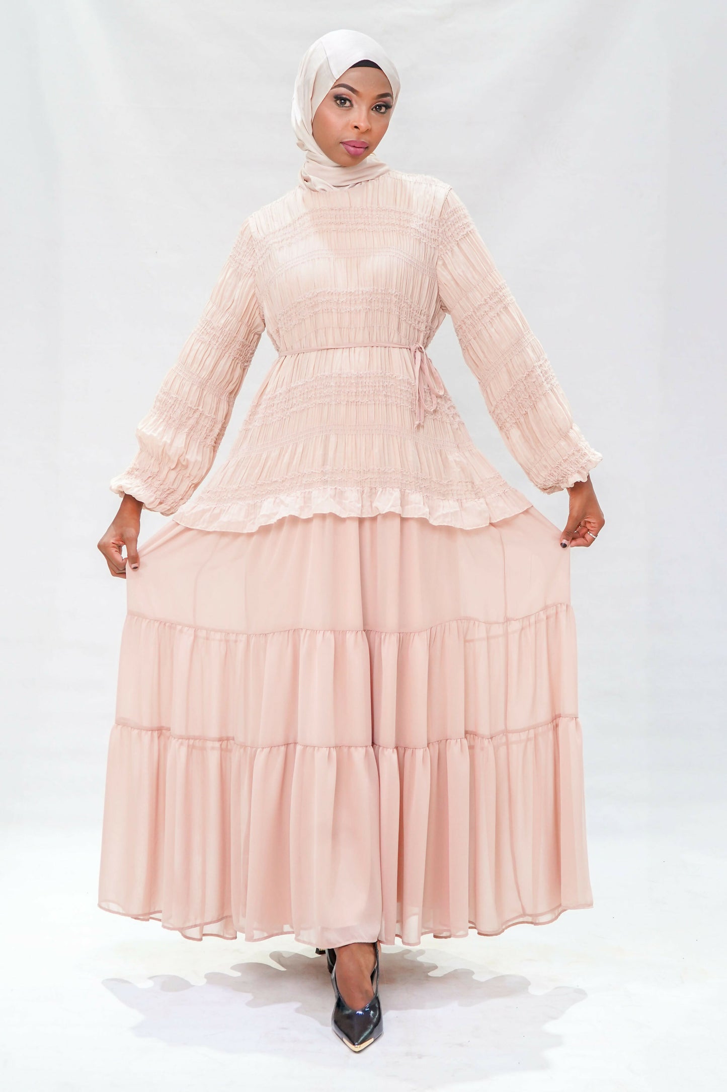 Blushing Peony Smocked Maxi Dress