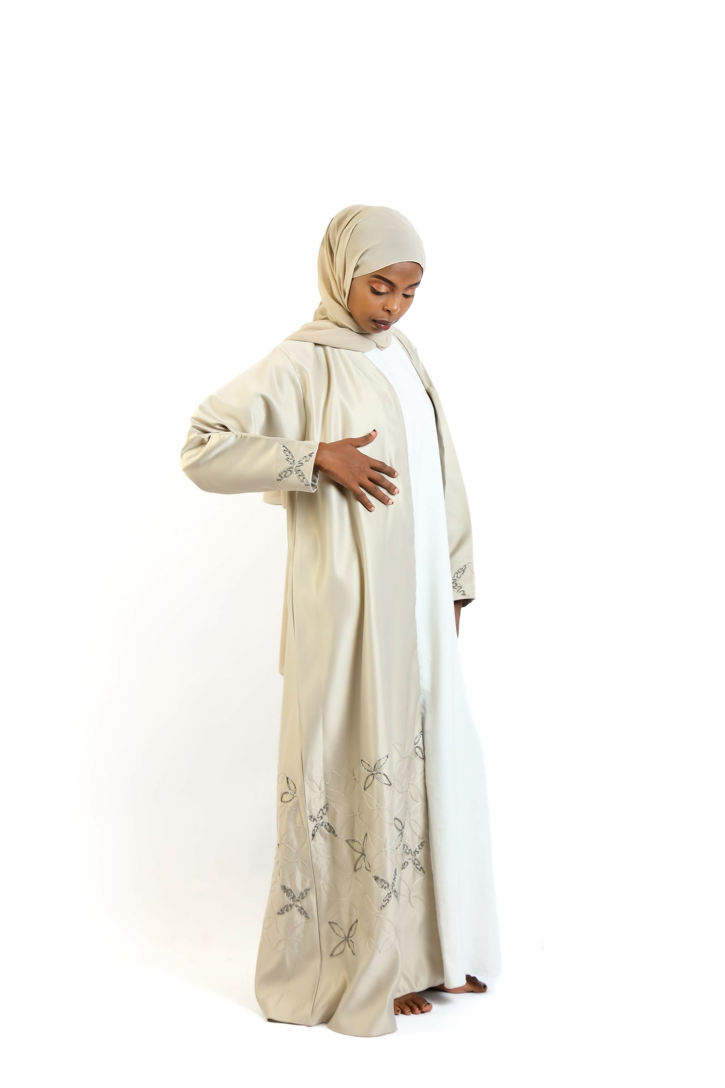 Emerald Majesty Silk-Organza Abaya