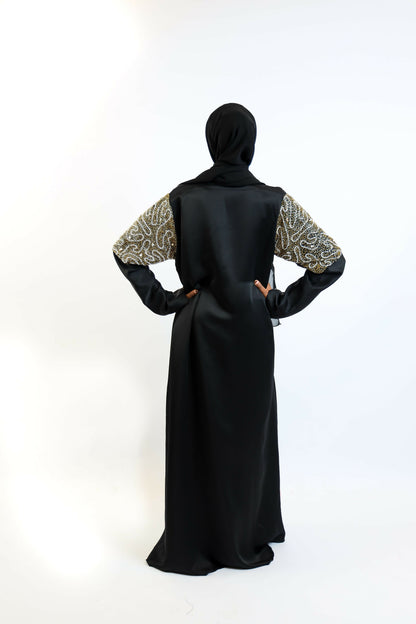 Onyx Script Hand-Embroidered Abaya