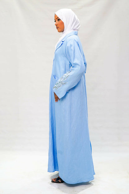 Azure Breeze Linen-Touch Abaya