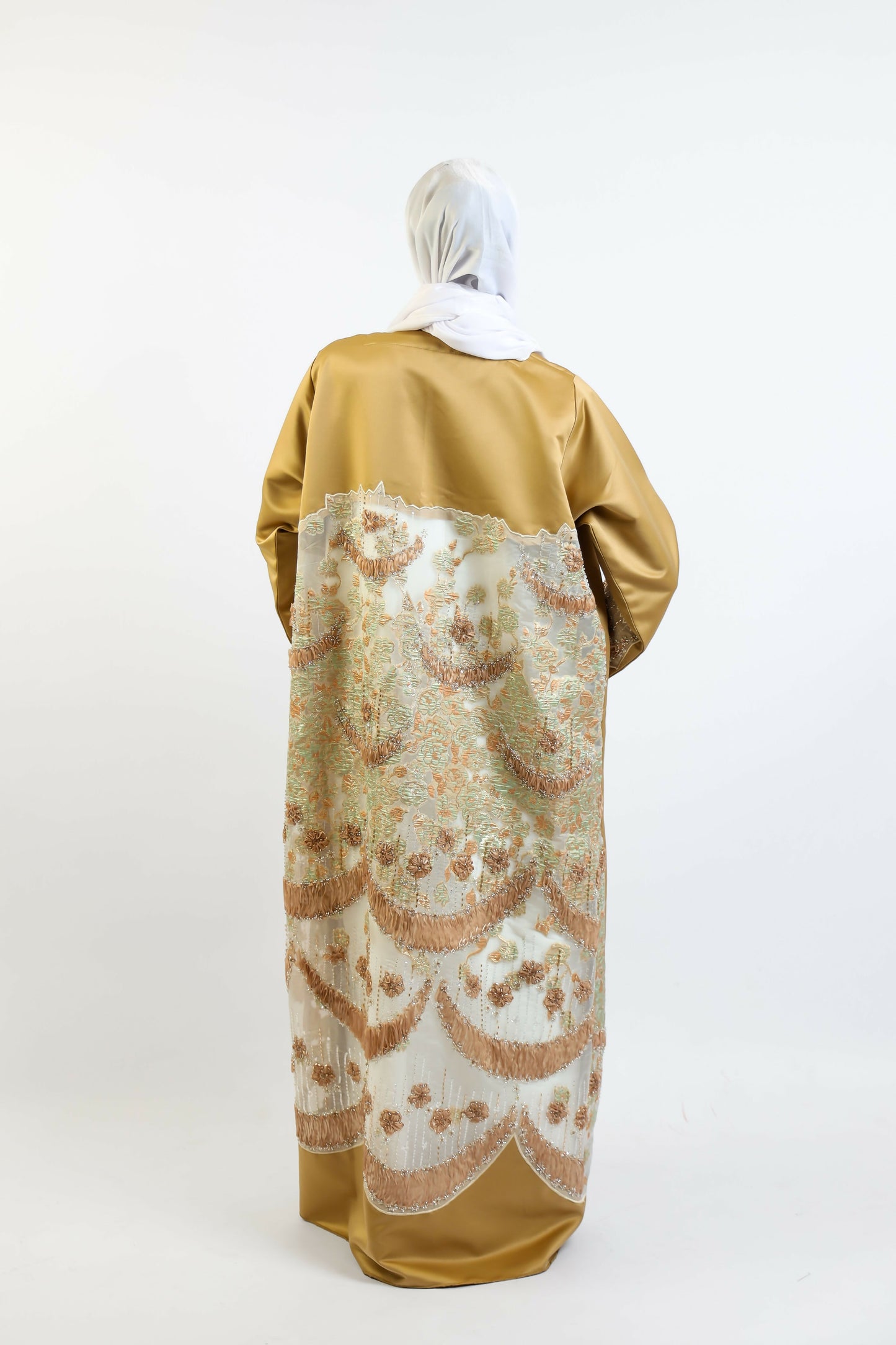 Silver Slate Embroidered Executive Abaya